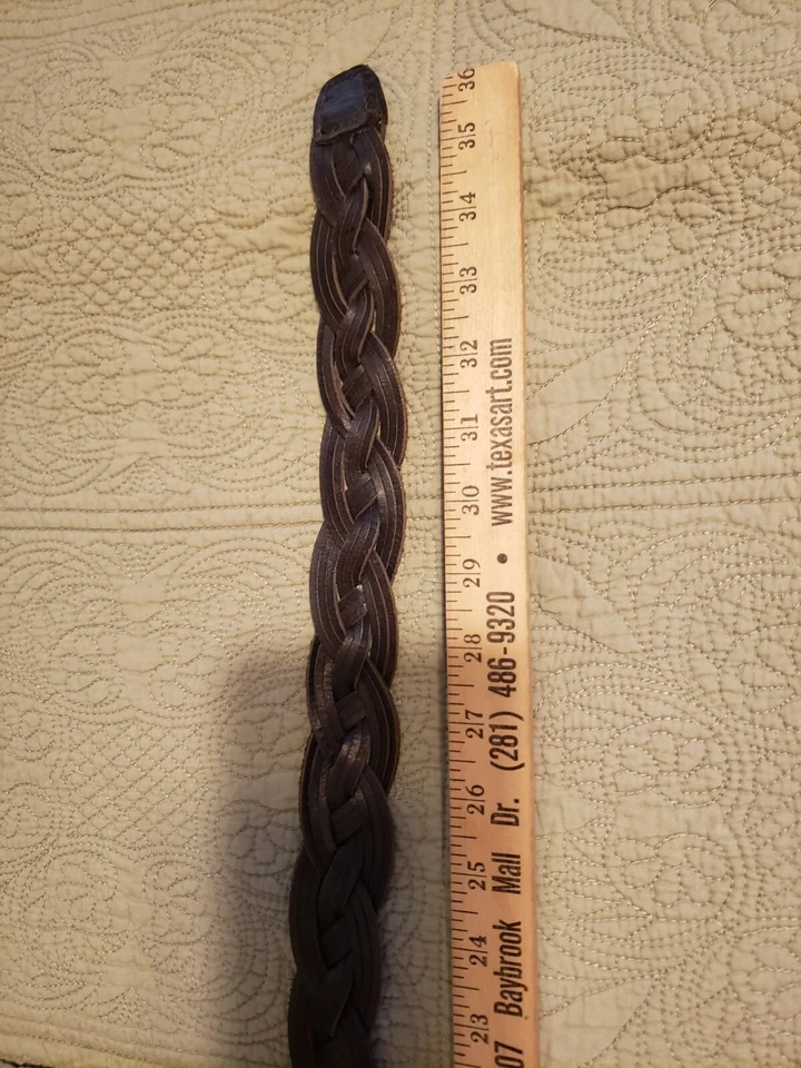 复古 Calvin Klein 牛仔编织黑色皮革腰带银色扣 S 码 — 第 4/4 张图片