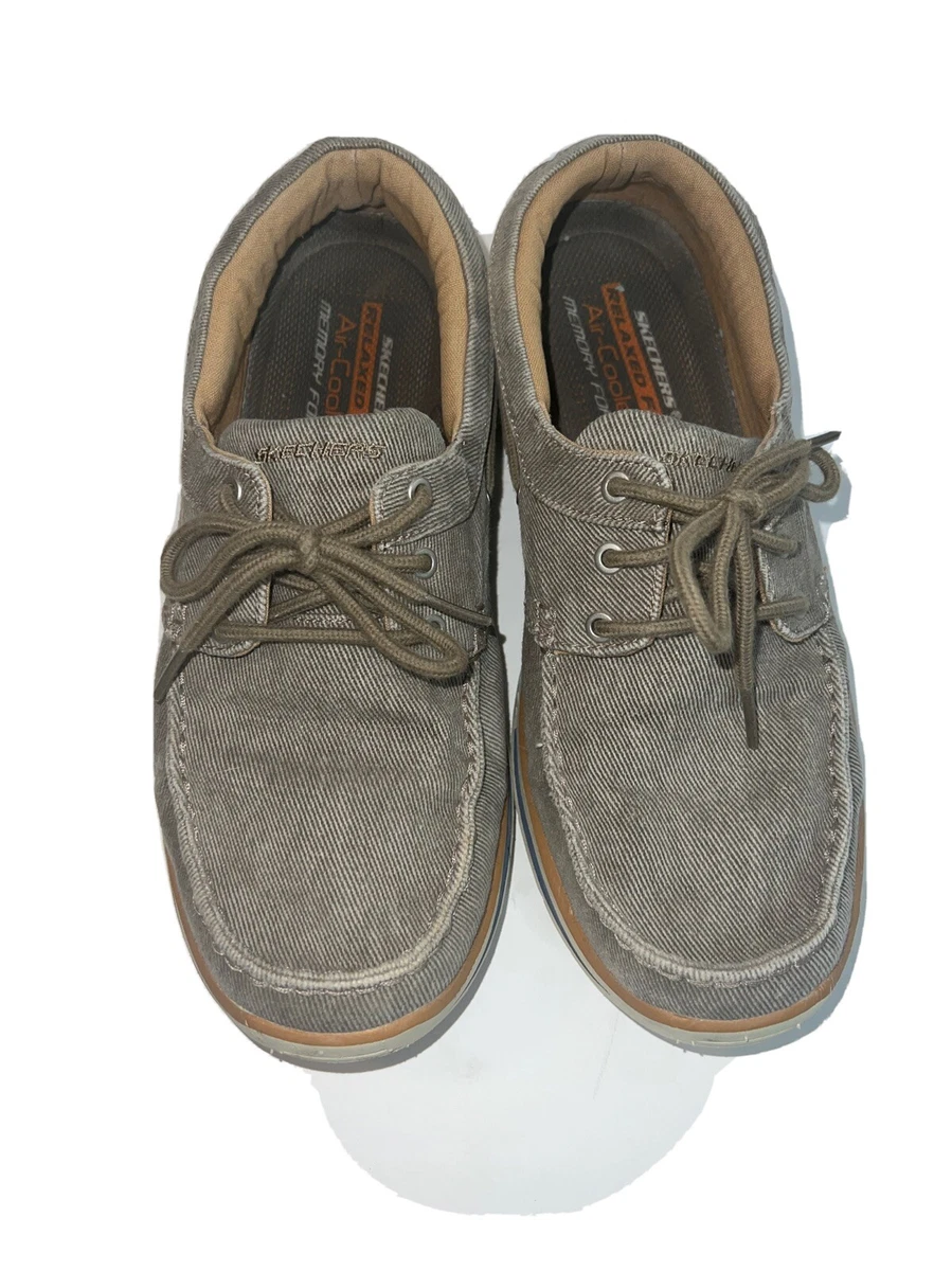 Men Skechers Relaxed Fit Elected Horizon Light Brown Canvas Slip On Shoes Sz 9.5