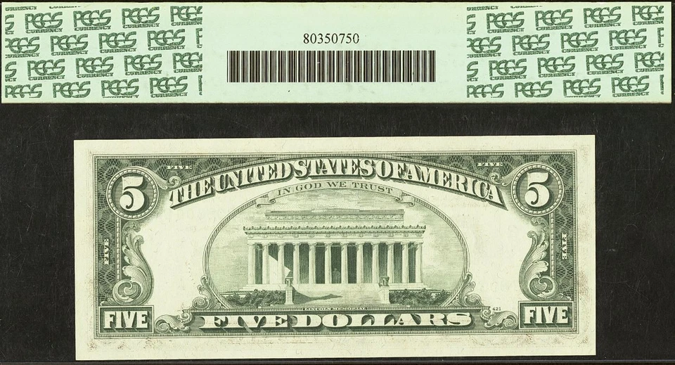 1977 $5 Federal Reserve Note PCGS 63PPQ - Fancy Radar Serial Number 00300300 - Image 3 of 3