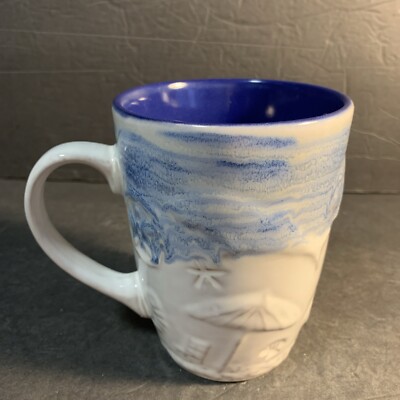 3D Beach Scene Landscape Mug Wrap Around Design Seashells Palm Tree Shells 4.75''