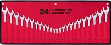 24pc SAE & Metric Wrench Set (1/4"-1", 8-24mm) with Pouch – Auto/Home Use
