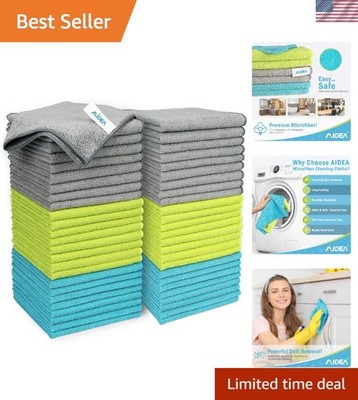 50pk Ultra-Soft Microfiber Cleaning Cloths - Lint-Free & Streak-Free Excellence