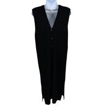 By Design Essentials Women's M/L Dress Maxi Black Knit Sleeveless Sweater Dress