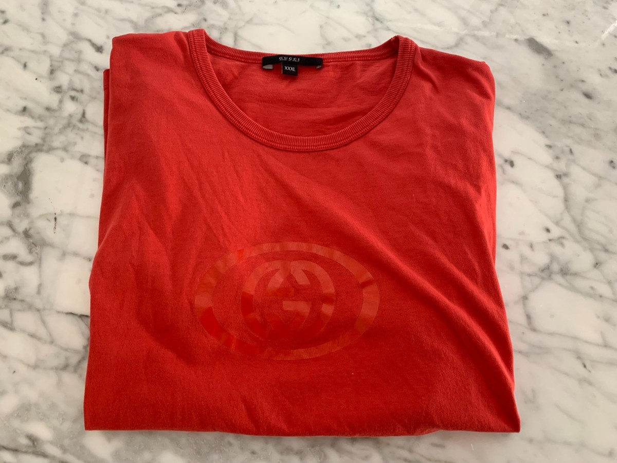 Vintage Gucci Interlocking G Logo T-Shirt Men's XL Red Luxury