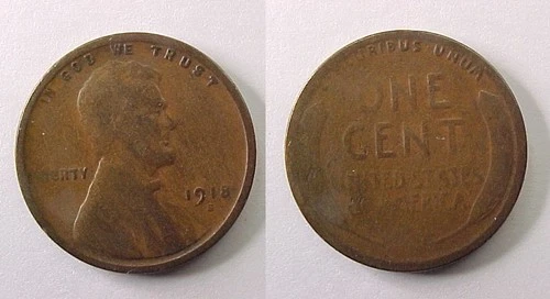 1918 S Lincoln Cent Very Good VG