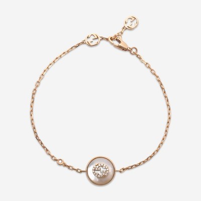 Gucci18K Rose Gold Mother of Pearl & Diamond Bracelet YBA786749001016 MSRP $2900