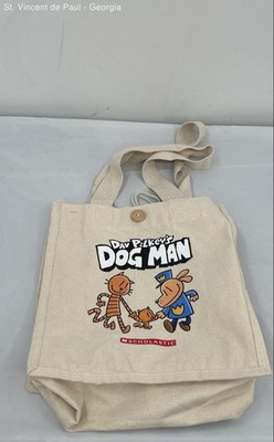 2025 Dav Pilkey's Dog Man Scholastic Beige Canvas Tote Bag Great Condition