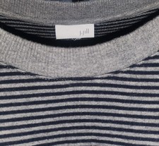 J.Jill Tshirt Dress Navy Blue & Grey Striped Dress Size Large Long Sleeve
