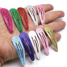 20 PCS Glitter Hair Clips -1.9" Sparkly Colorful Metal Snap Barrettes for Girl