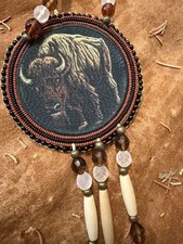 Native American Beadwork Buffalo Native Beaded Medallion Regalia