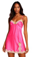 NWT Vtg Y2K 2000 Victoria  s Secret Hot Pink Satin Lace Lingerie Babydoll Women S