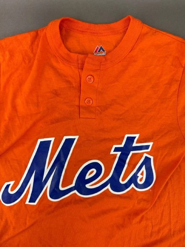 Camisa de beisebol manga curta laranja Majestic New York Mets tamanho P - Imagem 4 de 4