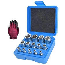 Yuesstloo E-Torx Socket Set, 14 Piece Female E-Torx Star Socket Set, 1/4" 3/8...