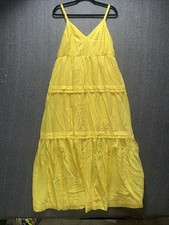 Simply Vera Wang Maxi Dress XL Sunshine Yellow Tiered Smocked Back Rayon Blend