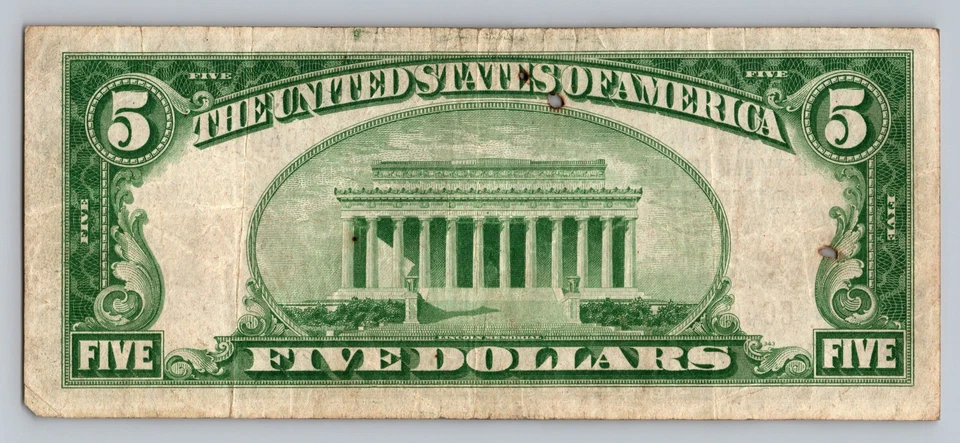 $5 1929 CH#10527 Detroit Michigan 1st Wayne National Currency Note Brown Seal - Image 2 of 2