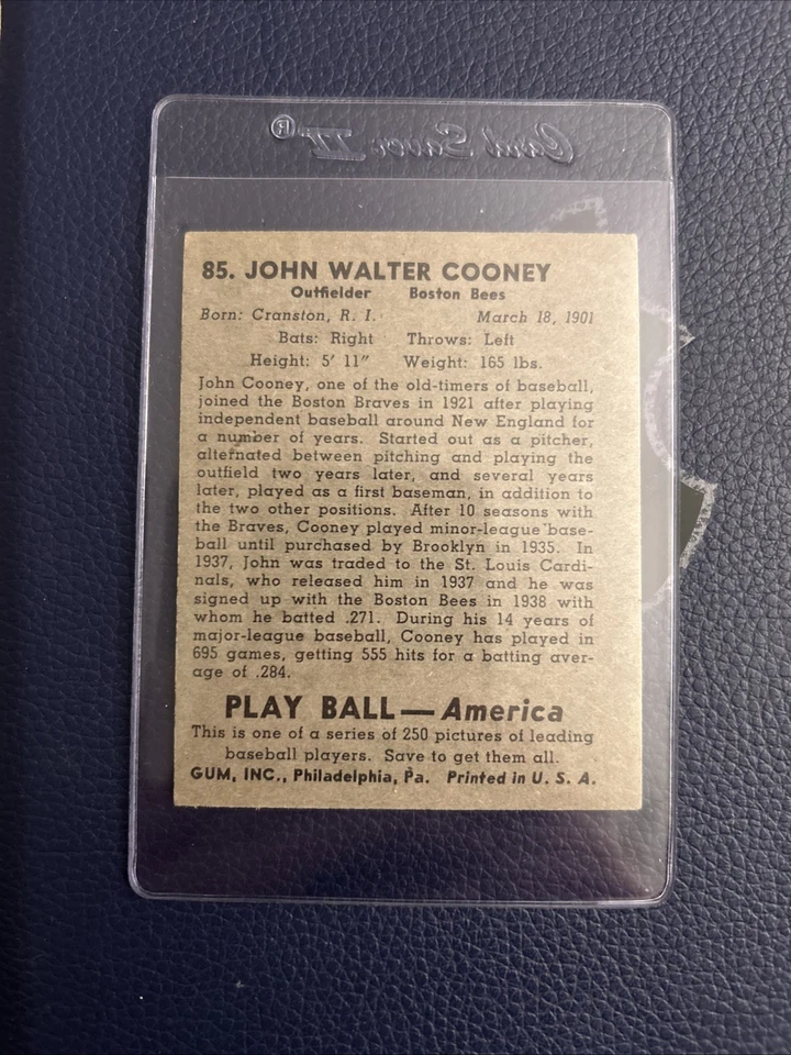 1939 Play Ball Gum John Walter Cooney #85 Name In All Caps - Image 2 of 2
