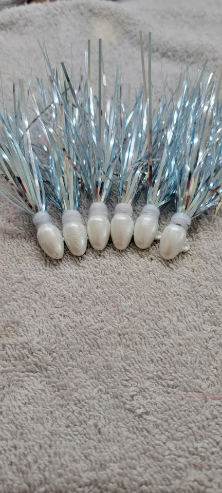 Plantillas Pompano blancas/milar 1/0 mostaza gancho de agua salada paquete de 6 Foto 2 de 2