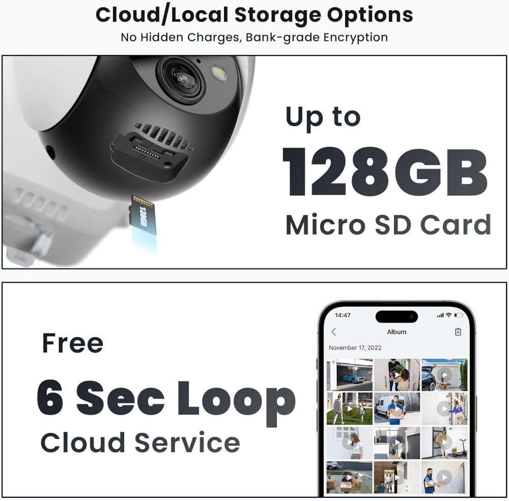 ieGeek 5MP Solar-Powered 360° Security Camera, with Spotlight/Siren, Color Night