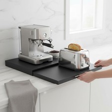 Microwave Stand with Pull-Out Shelf, Countertop Organizer for Compact Microwaves