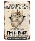 Cat Wall Art Metal Sign 8x12 Vintage Farmhouse Decor Funny Kitten Baby Poster