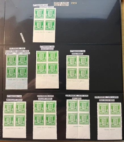 C860 GB Guernsey blocks of 4 + fdc specialised WWII occupation stamps no reserve