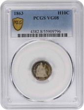 1863 Liberty Seated Silver Half Dime VG08 PCGS