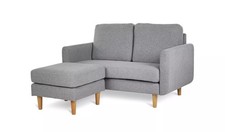 Habitat Remi 2 Seater Fabric Chaise Light Grey Wooden Legs - Ex Display Boxed