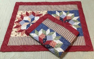 Quilt-Print Pillow Shams Pair Standard Size NEW (2)