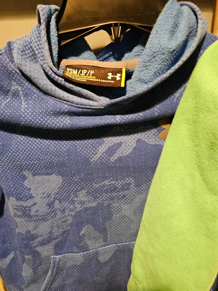 Nike & Under Armour Boys Hoodie Lot – Size 6/7 YSM – Green & Blue Sweatshirts - Image 3 of 4
