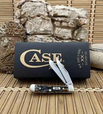 Case XX USA Pocket Worn Hand Fired Mediterranean Blue Bone Tiny Trapper Knife