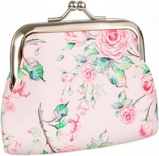 Chic Floral Leather Coin Purse with Kiss Lock Perfect for Everyday Essentials