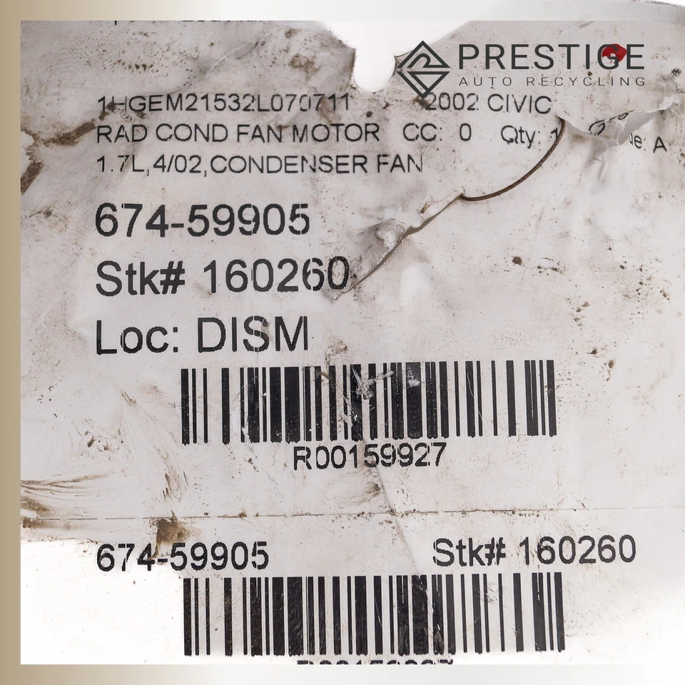 Honda Civic 2002 radiador condensador ventilador motor con cubierta 38615-PMM-C11 Foto 3 de 3
