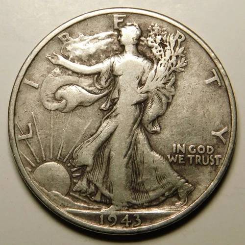 1943 P Walking Liberty Half Dollar 90% Silver F - VF   "As Pictured-Not Cleaned"