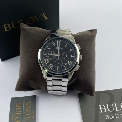 Bulova Wilton Black Dial Stainless Steel Men s Chronograph Quartz Watch 96B288