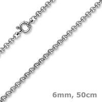 6Mm Collier Erbskette Collier Aus 585 Gold WeißGold Halsschmuck Halskette, 50Cm