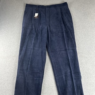 Linea Uomo Navy Blue Corduroy Pants Men's 40x34 Straight Leg Dress Business