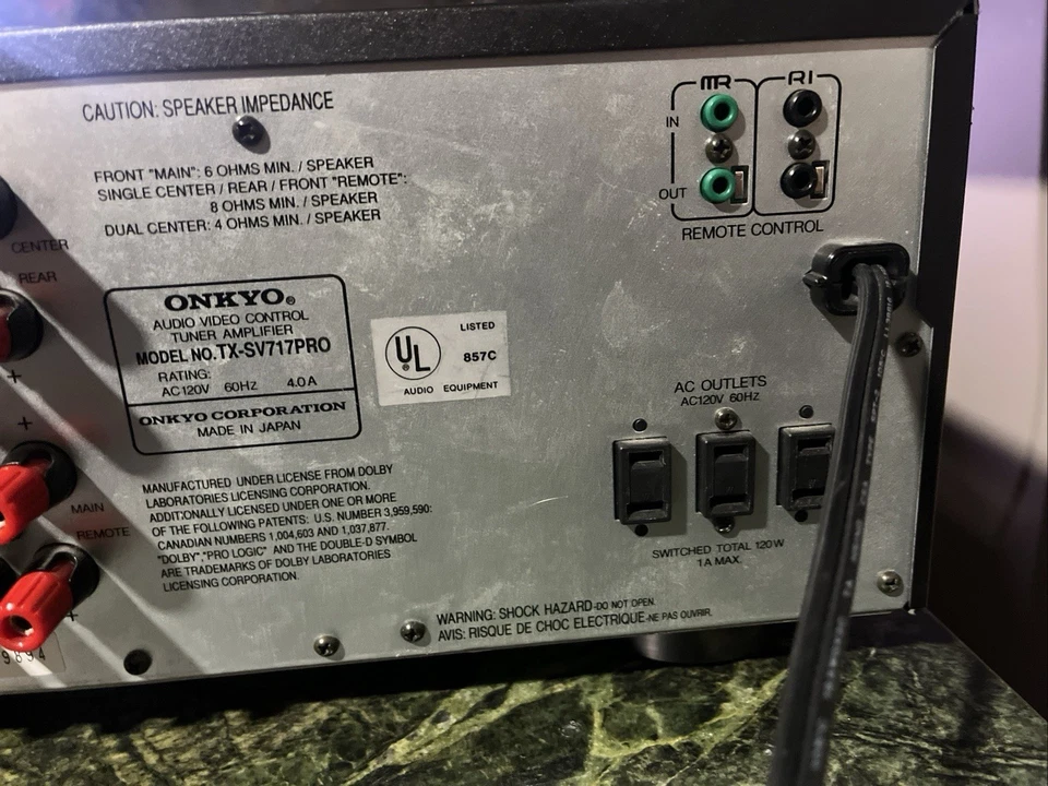 Receptor estéreo Onkyo TX-SV717PRO con control remoto probado funcionando Foto 3 de 4