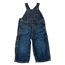 Baby Gap Boy's Dark Blue Denim Jean Adjustable Length Overalls 18-24 Months GUC