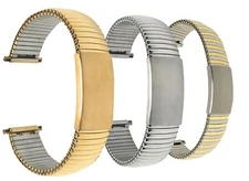 Bandini Steel Stretch Watch Band Expansion Strap Adjustable Silver, Gold 12-22mm