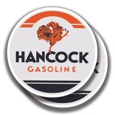 HANCOCK GASOLINE OIL DECAL 2 Stickers Bogo Vintage Car Window Bumper Truck