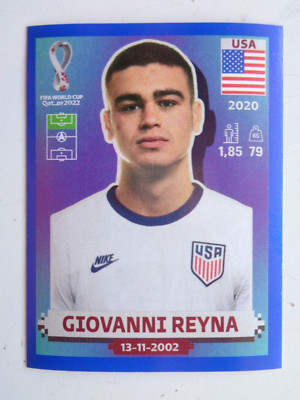 Giovanni REYNA USA PANINI Blue Sticker Parallel RARE Qatar 2022