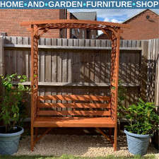 Wooden Garden Arbour Bench Seat Trellis Pergola Roses Plants Climbing Support
