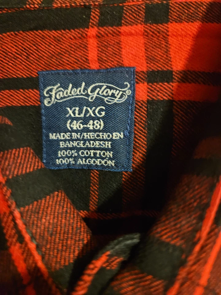 Camisa de Franela XL Trabajo Larga Slv Cuadros Abotonada Recta Frm Limpiadores Usada en Excelente Condición B1☆ Foto 4 de 4