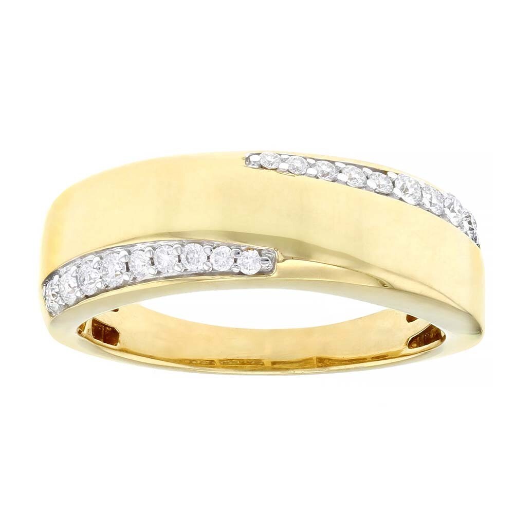 0.60 Ctw D/FL Brilliant Moissanite 14K Yellow Gold Plated Mens Wedding Band Ring  