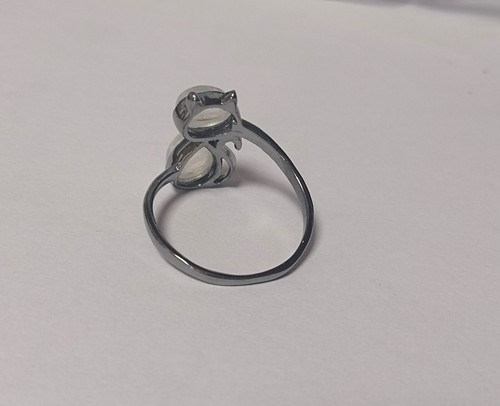 Rainbow Moonstone Gemstone Solid 925 Sterling Silver Cat Ring In Size 4 to 12 - Picture 9 of 10