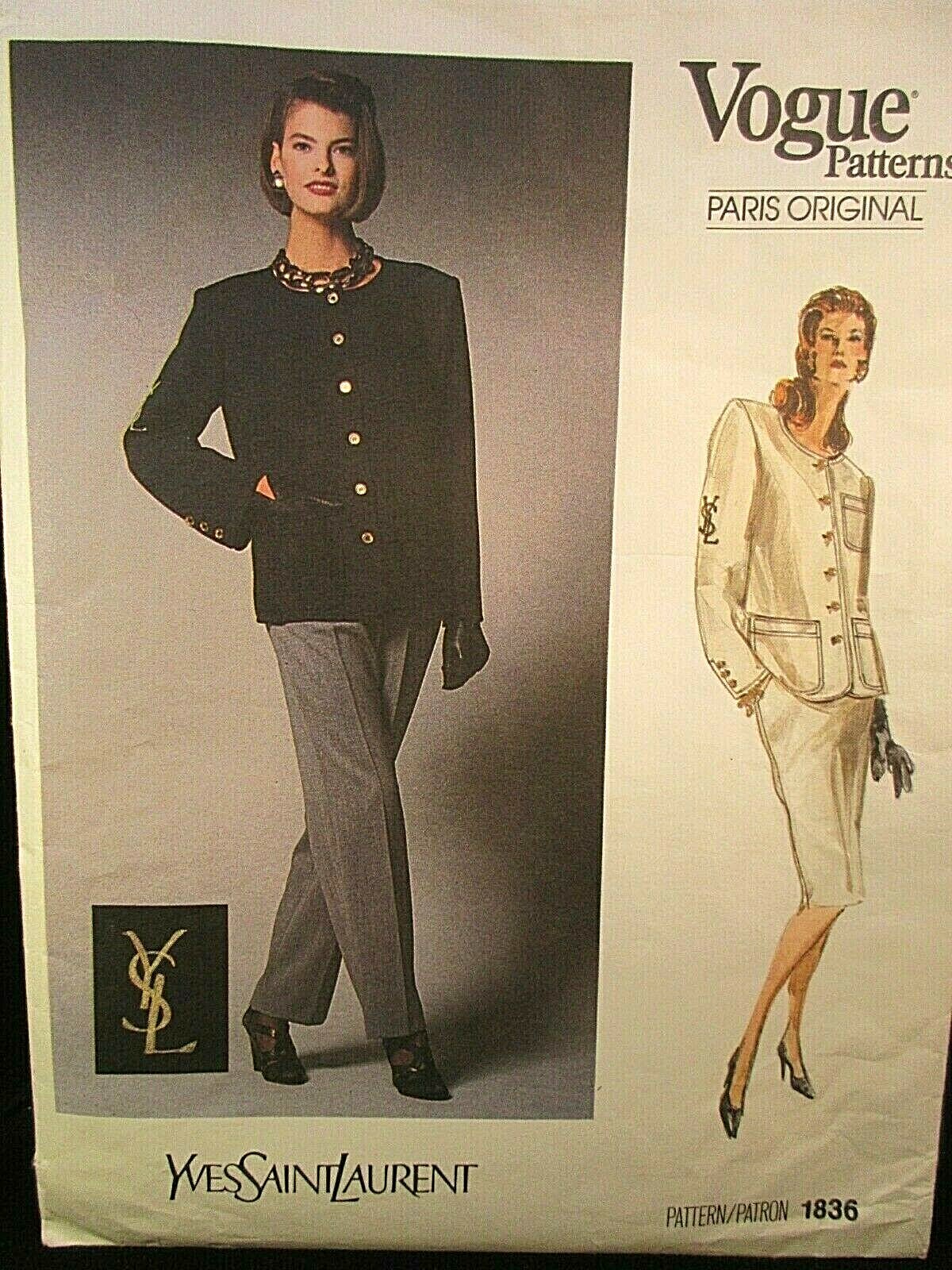 Modello originale Vogue Paris 1836 Yves Saint Laurent taglia 12