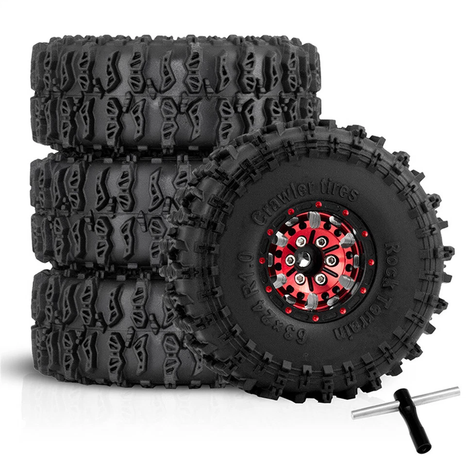 4 PIEZAS RC Aluminio 1.0" Beadlock Llantas Neumáticos para 1/18 TRX4M 1/24 Axial SCX24 Foto 3 de 4