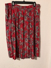 Pleated VTG Skirt Midi Red Paisley Sz 14 Retro Folk 90s Art To Wear Artsy Gypsy