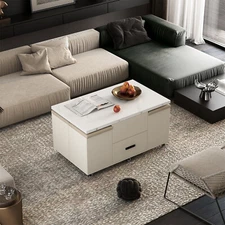 Modern Lift Top Coffee Table Center Cocktail Table w/ 4 Stools for Living Room