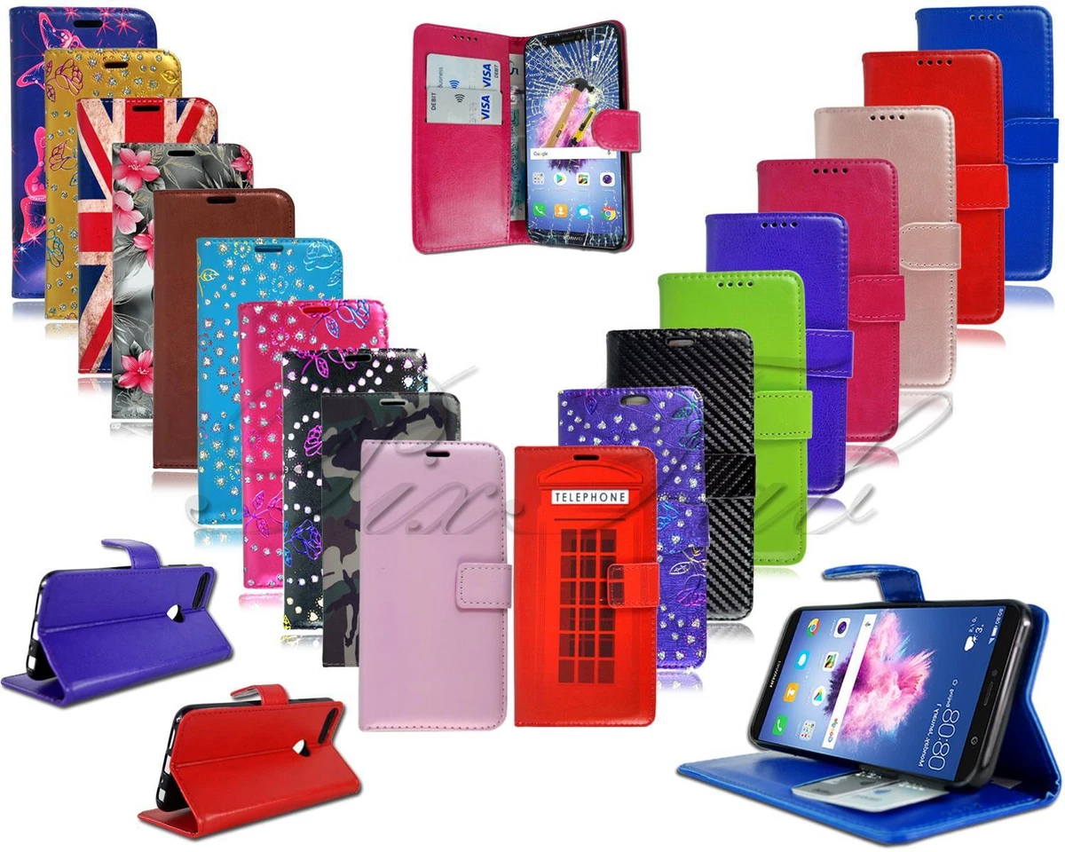 Custodia A Portafoglio PIXFAB In Pelle Per Huawei Y6 2019 E Honor 8A | Con Slot Carte E Pellicola Protettiva Inclusa | Nero